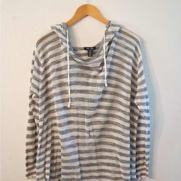 Gray and White Women's Cowl Neck Sweater - Picture 2 of 3